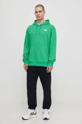 The North Face bluza M Essential Hoodie barbati, culoarea verde, cu glugă, neted, NF0A7ZJ9PO81