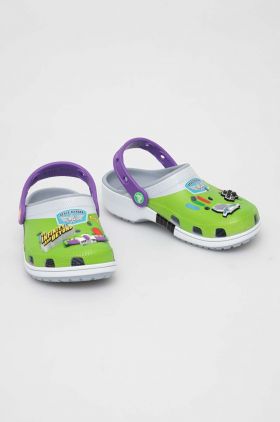 Crocs slapi copii TOY STORY BUZZ CLASSIC CLOG culoarea verde