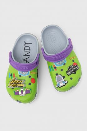 Crocs slapi copii TOY STORY BUZZ CLASSIC CLOG culoarea verde