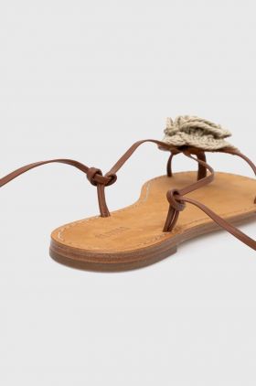 Alohas sandale de piele Jakara femei, culoarea maro, S100253.02