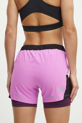 The North Face pantaloni scurti sport femei, culoarea violet, modelator, high waist, NF0A7SXRUHO1