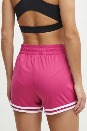 Reebok pantaloni scurți de antrenament Identity Training culoarea roz, cu imprimeu, high waist, 100022497