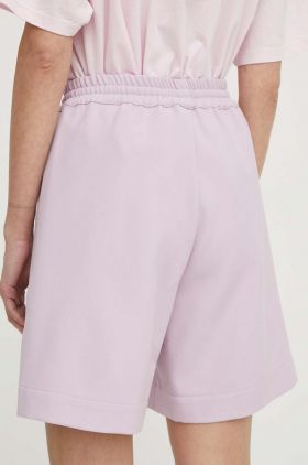 Won Hundred pantaloni scurți femei, culoarea violet, uni, high waist, 2833-14229