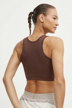 Reebok top de yoga LUX Collection culoarea maro, 100075385