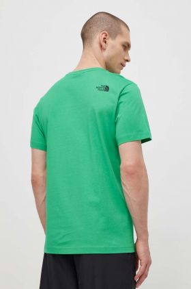 The North Face tricou din bumbac M S/S Fine Tee barbati, culoarea verde, cu imprimeu, NF0A87NDPO81