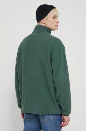 Quiksilver hanorac fleece culoarea verde, neted