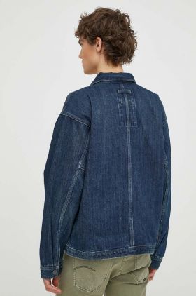 G-Star Raw geaca jeans barbati, culoarea albastru marin, de tranzitie, oversize