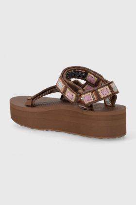 Teva sandale Flatform Universal Crochet femei, culoarea maro, cu platforma, 1150210