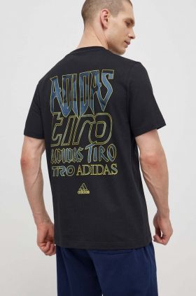 adidas tricou din bumbac TIRO barbati, culoarea negru, cu imprimeu, IS2876