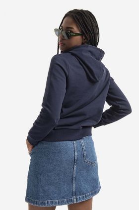 A.P.C. hanorac de bumbac Hoodie Item F femei, culoarea bleumarin, cu glugă, uni COEAS.F27674-PECHE