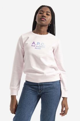 A.P.C. hanorac de bumbac Sweat Mathilda femei, culoarea roz, cu imprimeu COEBH.F27712-ROSE