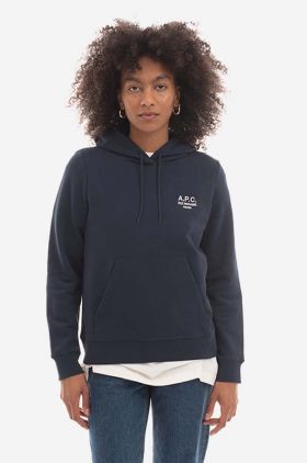 A.P.C. hanorac de bumbac Hoodie Manuela femei, culoarea roz, cu glugă, cu imprimeu COEZD.F27760-OFFWHITE