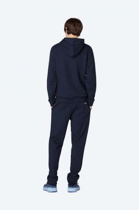 A.P.C. hanorac de bumbac Hoodie Item bărbați, culoarea bleumarin, cu glugă, uni COEAS.H27672-DARKNAVY