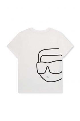 Karl Lagerfeld tricou de bumbac pentru copii culoarea alb, cu imprimeu