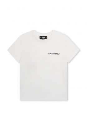 Karl Lagerfeld tricou de bumbac pentru copii culoarea alb, cu imprimeu