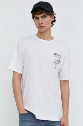 Volcom tricou din bumbac barbati, culoarea alb, cu imprimeu