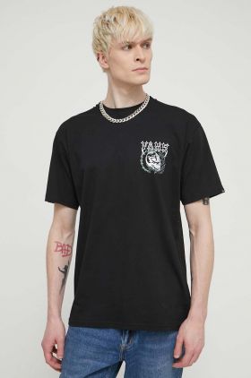 Vans tricou din bumbac barbati, culoarea negru, cu imprimeu