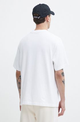 Abercrombie & Fitch tricou din bumbac barbati, culoarea alb, cu imprimeu