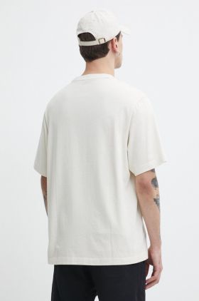 Abercrombie & Fitch tricou din bumbac barbati, culoarea bej, cu imprimeu