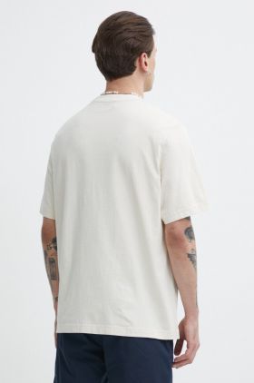 Abercrombie & Fitch tricou din bumbac barbati, culoarea bej, cu imprimeu