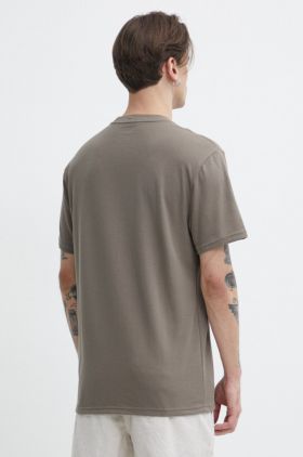 Hollister Co. tricou barbati, culoarea maro, cu imprimeu