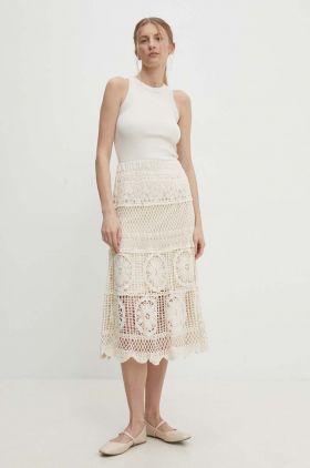 Answear Lab fusta culoarea bej, midi, evazati