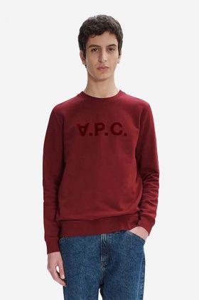 A.P.C. hanorac de bumbac Sweat bărbați, culoarea bordo, cu imprimeu COFAX.H27378-BORDEAUX