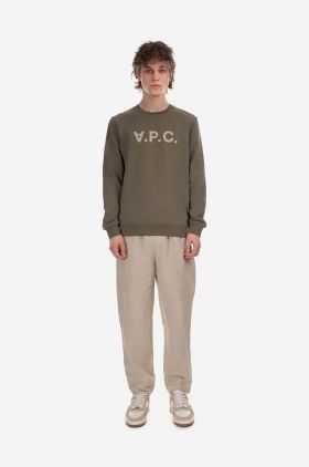 A.P.C. hanorac de bumbac bărbați, culoarea verde, cu imprimeu COFAX.H27803-KHAKI/GREY