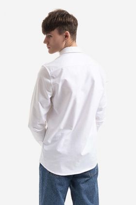 A.P.C. cămașă din bumbac Chemise Greg bărbați, culoarea alb, cu guler clasic, regular COECK.H12499-WHITE