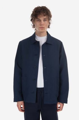 A.P.C. geacă de in culoarea bleumarin, de tranziție LIAEO.H03053-MARINE