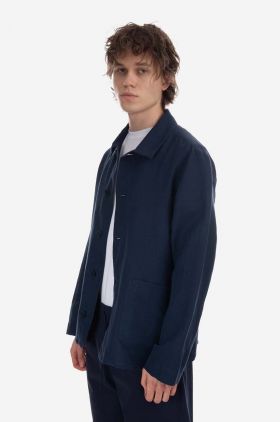 A.P.C. geacă de in culoarea bleumarin, de tranziție LIAEO.H03053-MARINE