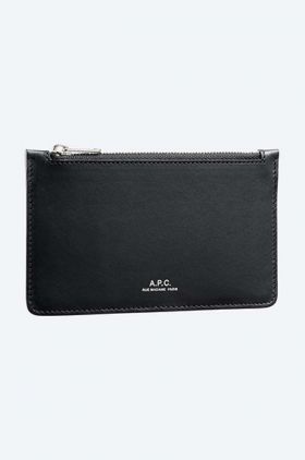 A.P.C. portofel de piele culoarea negru PXAWV.H63205-BLACK