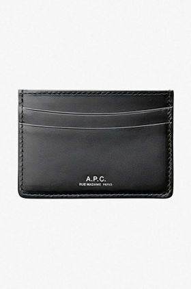 A.P.C. carcasă din piele Cartes Andre culoarea negru PXAWV.H63028-BLACK