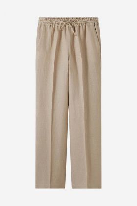 A.P.C. pantaloni din in culoarea bej, drept, medium waist LIAEO.F08426-BEIGE