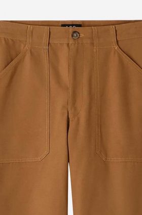 A.P.C. pantaloni de bumbac culoarea maro, drept COGBJ.H08422-CARAMEL