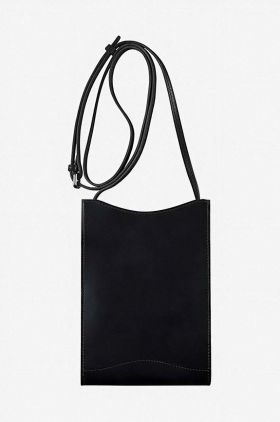 A.P.C. borsetă de piele culoarea negru