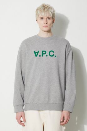 A.P.C. hanorac de bumbac Sweat Eliot bărbați, culoarea gri, cu imprimeu, COFDX.H27836.PLB