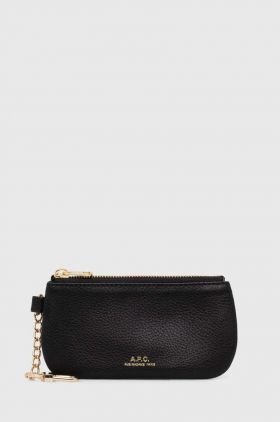 A.P.C. husa de chei din piele Key Pouch Keiko culoarea negru, PXBOK.F63458.LZZ