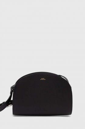 A.P.C. poseta de piele sac demi-lune culoarea negru, PXAWV-F61048