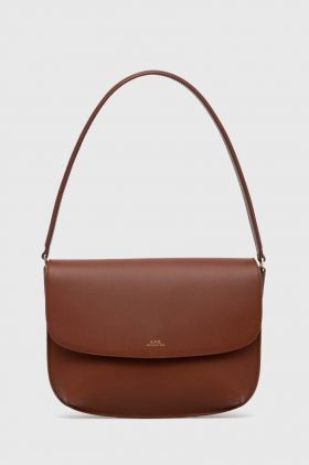 A.P.C. poseta de piele sac sarah shoulder culoarea maro, PXAWV-F61526