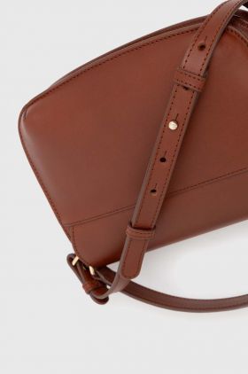 A.P.C. poseta de piele sac sarah shoulder mini culoarea maro, PXAWV-F61629