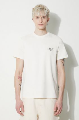 A.P.C. tricou din bumbac T-Shirt New Raymond bărbați, culoarea bej, uni, COEZC.H26247.AAG