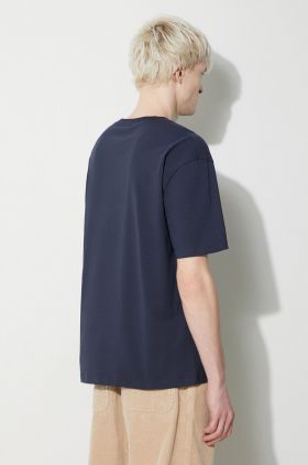 A.P.C. tricou din bumbac T-Shirt River bărbați, culoarea bleumarin, cu imprimeu, COFDW.H26324.IAK