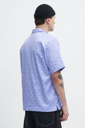 adidas Originals camasa Mono Satin barbati, culoarea violet, relaxed, IS2938