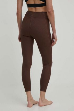 Reebok jambiere de yoga LUX Collection culoarea maro, neted, 100075389