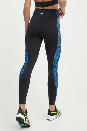 Reebok leggins de antrenament Modern Safari culoarea negru, cu imprimeu, 100076202