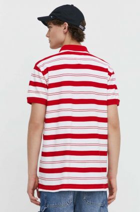 Tommy Jeans polo de bumbac culoarea roșu, cu model, DM0DM18921