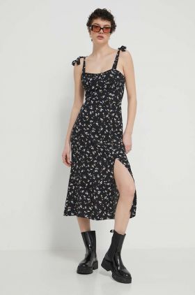 Tommy Jeans rochie culoarea negru, midi, evazați, DW0DW17949