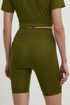 The North Face pantaloni scurti sport femei, culoarea verde, neted, high waist, NF0A87JUPIB1