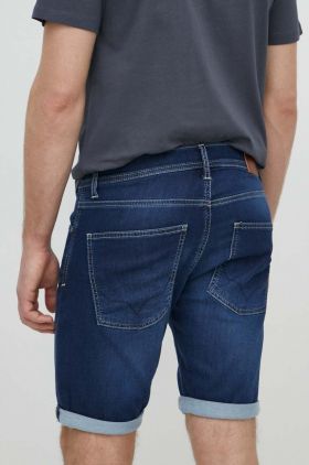 Pepe Jeans pantaloni scurti jeans SLIM GYMDIGO SHORT barbati, culoarea albastru marin, PM801075DP4